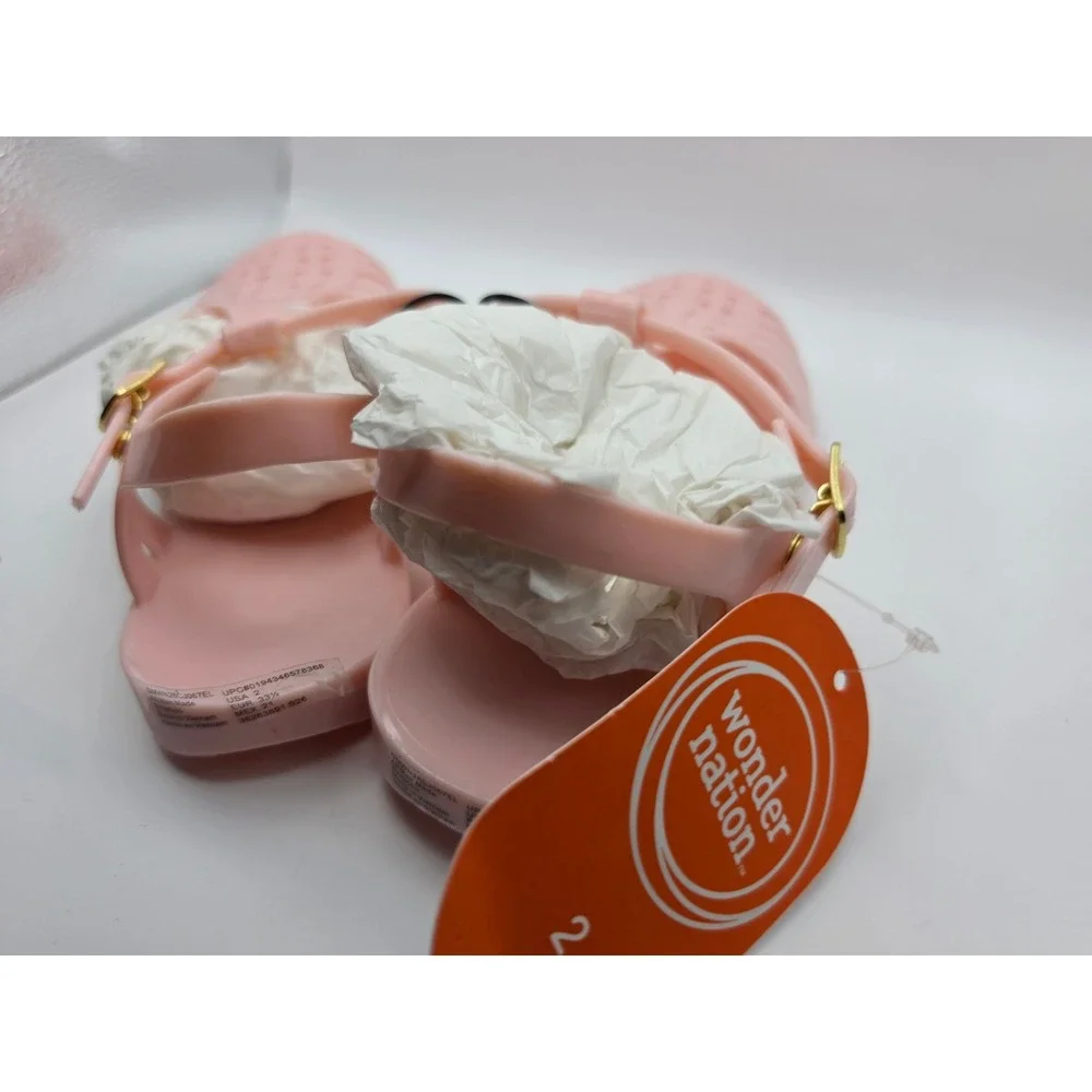 Wonder Nation Girls Pink Jelly Fisherman Sandals Size 2 Adjustable Buckle Strap